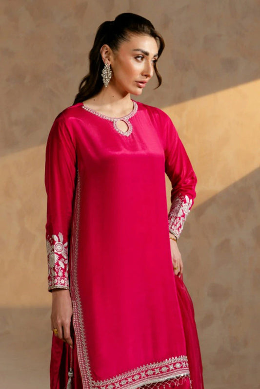 Picture of Zehnaz - Embroidered Russian Silk Sharara Set - Gulnaar - Available at Raja Sahib