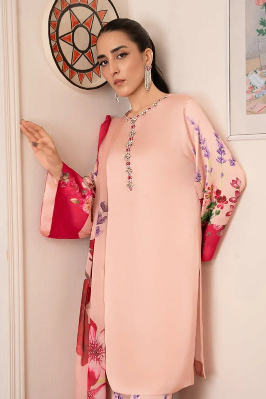 Picture of Stitch Vibes - Morganite RTW Collection - 3 PC - Peach Pink Dress - Available at Raja Sahib