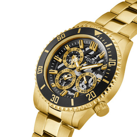 Guess Axle Gold Stainless Steel Black Dial Quartz Watch for Gents - GW0488G2