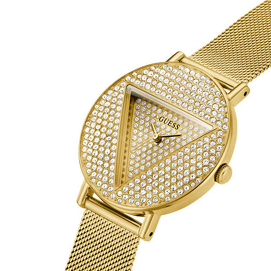 Picture of Guess Iconic Gold Mesh Bracelet Gold Dial Quartz Watch for Ladies - GW0477L2 - Available at Raja Sahib