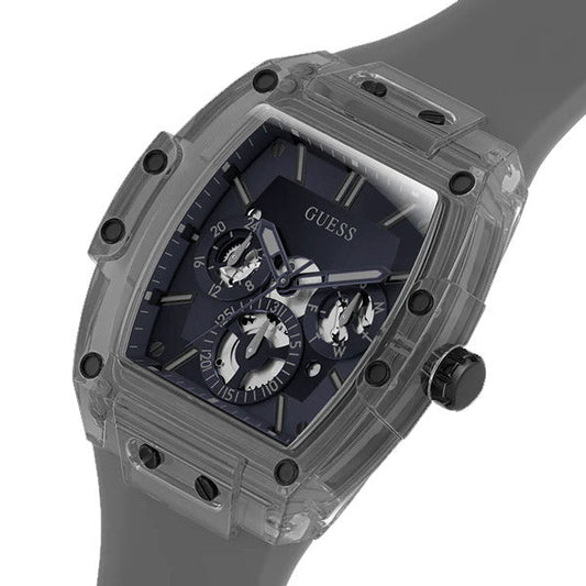 Picture of Guess Phoenix Grey Silicone Strap Black Dial Quartz Watch for Gents - GW0203G9 - Available at Raja Sahib