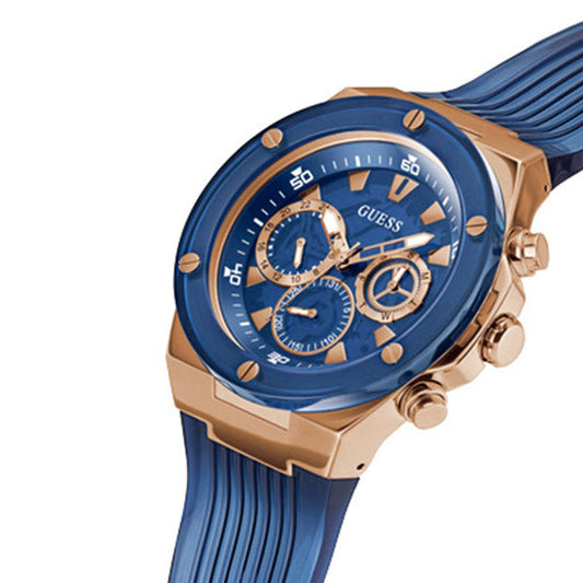 Picture of Guess Poseidon Transparent Blue Silicone Strap Blue Dial Chronograph Quartz Watch for Gents - GW0425G3 - Available at Raja Sahib
