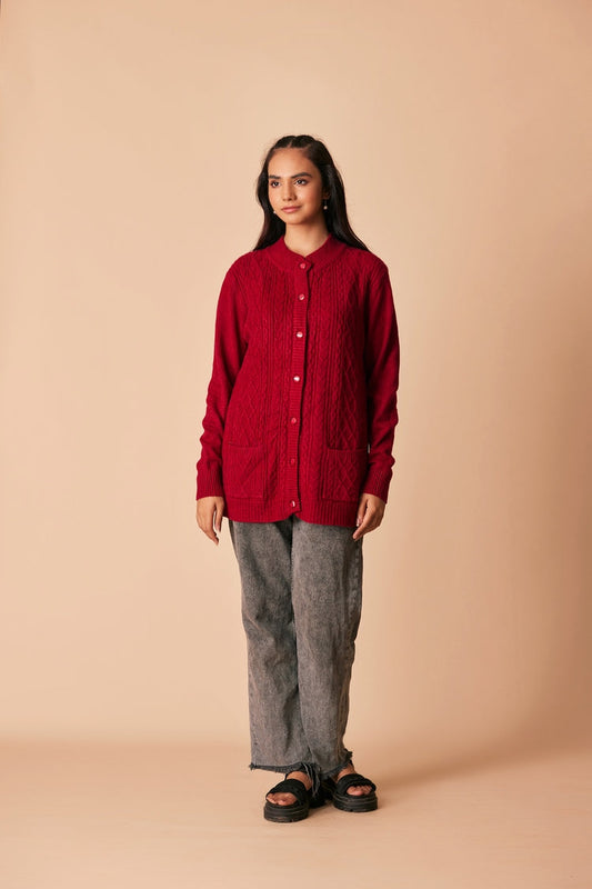 Picture of Ellena - Round Neck Cardigan Sweater - Available at Raja Sahib