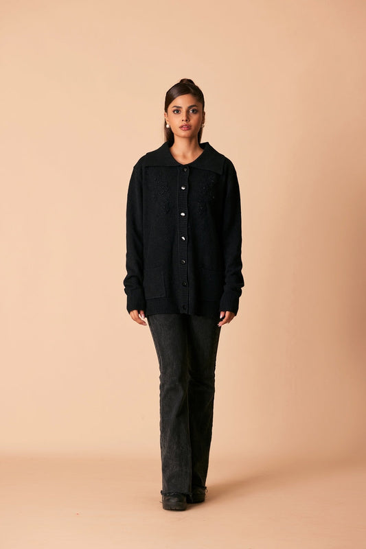 Picture of Ellena - V-Neck Cardigan Sweater - Available at Raja Sahib