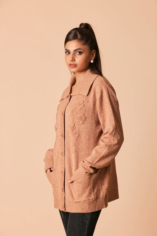 Picture of Ellena - V-Neck Cardigan Sweater - Available at Raja Sahib