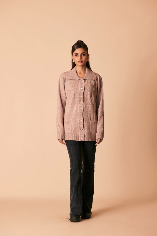 Picture of Ellena - V-Neck Cardigan Sweater - Available at Raja Sahib