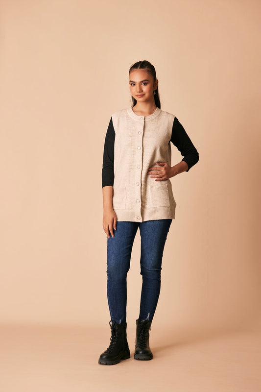 Picture of Ellena - Round Neck Cardigan Sweater - Available at Raja Sahib