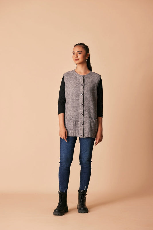 Picture of Ellena - Round Neck Cardigan Sweater - Available at Raja Sahib
