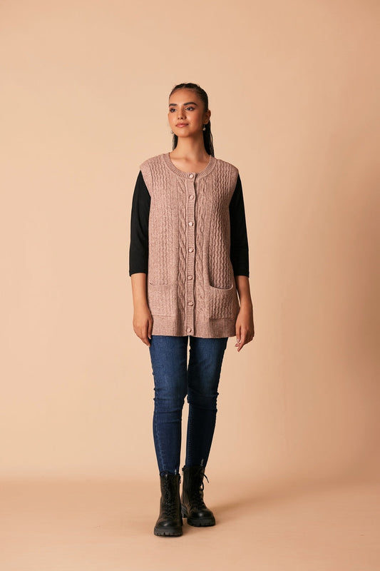 Picture of Ellena - Round Neck Cardigan Sweater - Available at Raja Sahib