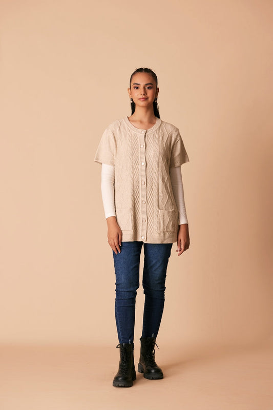 Picture of Ellena - Round Neck Cardigan Sweater - Available at Raja Sahib