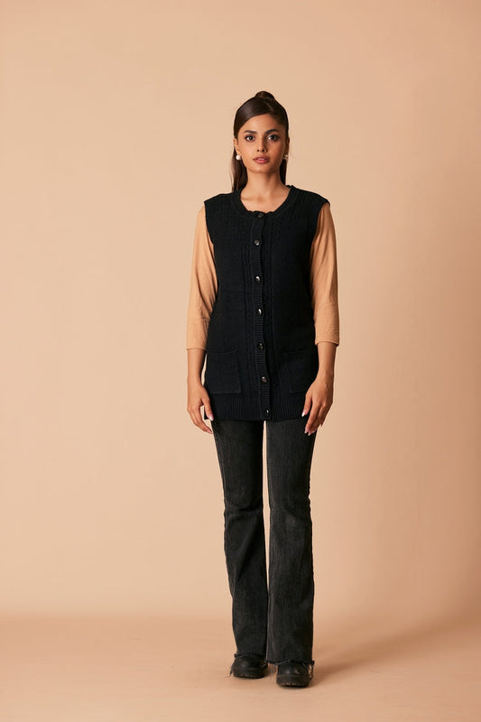 Picture of Ellena - Round Neck Cardigan Sweater - Available at Raja Sahib