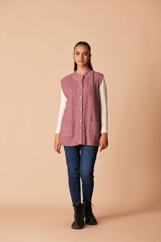Picture of Ellena - Round Neck Cardigan Sweater - Available at Raja Sahib
