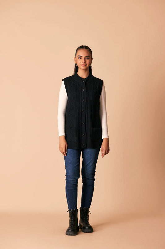 Picture of Ellena - Round Neck Cardigan Sweater - Available at Raja Sahib