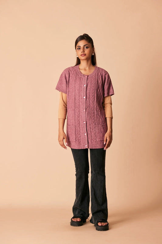 Picture of Ellena - Round Neck Cardigan Sweater - Available at Raja Sahib