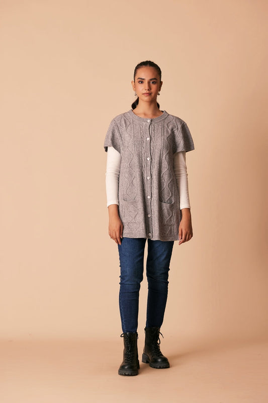 Picture of Ellena - Round Neck Cardigan Sweater - Available at Raja Sahib