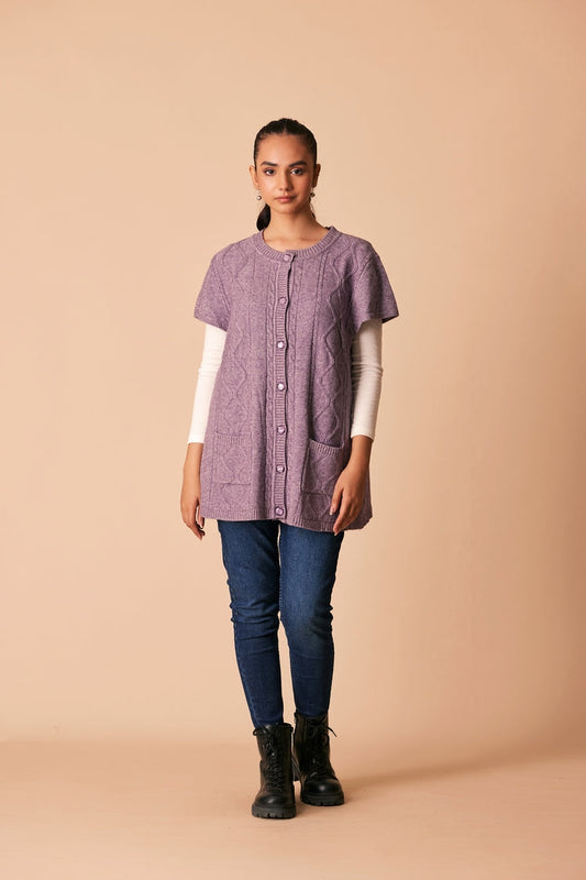 Picture of Ellena - Round Neck Cardigan Sweater - Available at Raja Sahib