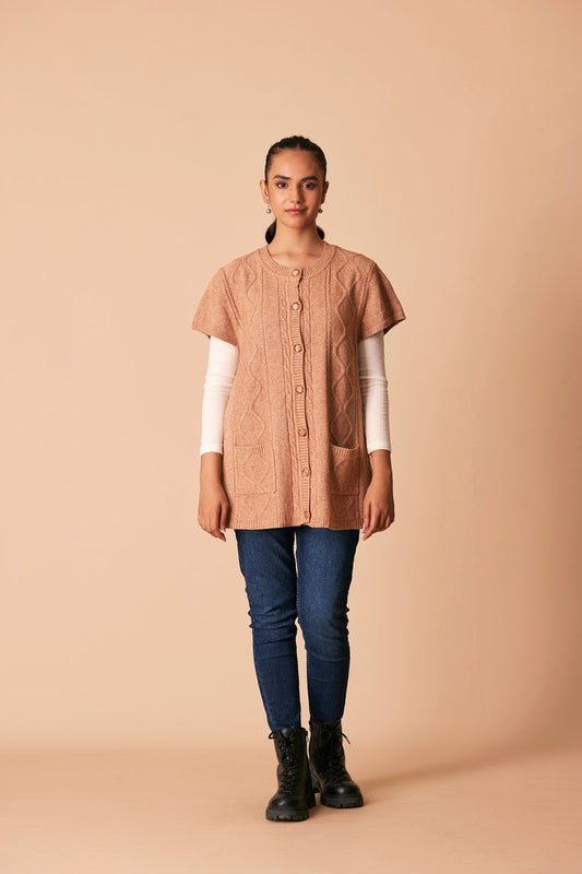 Picture of Ellena - Round Neck Cardigan Sweater - Available at Raja Sahib