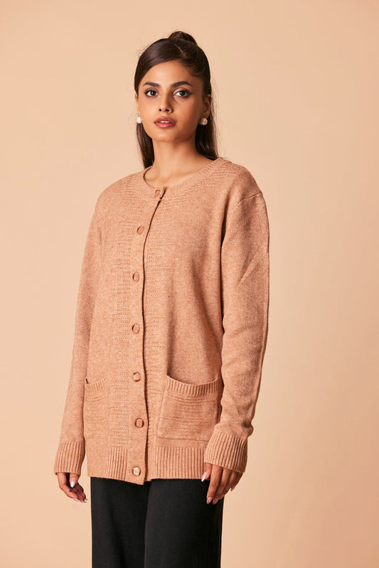 Picture of Ellena - Round Neck Cardigan Sweater - Available at Raja Sahib