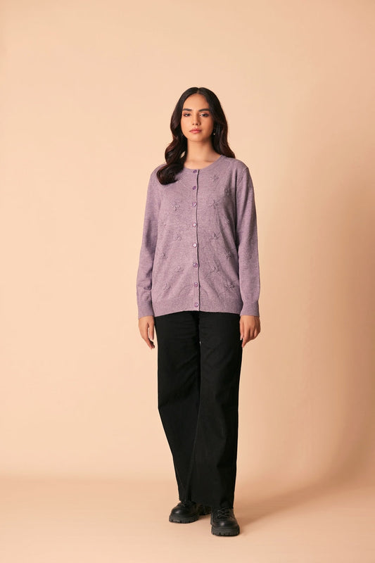 Picture of Ellena - Round Neck Cardigan Sweater - Available at Raja Sahib