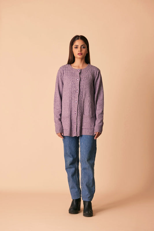 Picture of Ellena - Round Neck Cardigan Sweater - Available at Raja Sahib