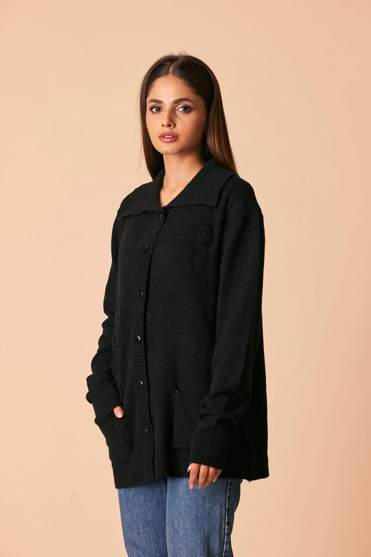 Picture of Ellena - V-Neck Cardigan Sweater - Available at Raja Sahib