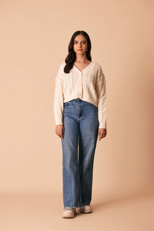 Picture of Ellena - V-Neck Cardigan Sweater - Available at Raja Sahib