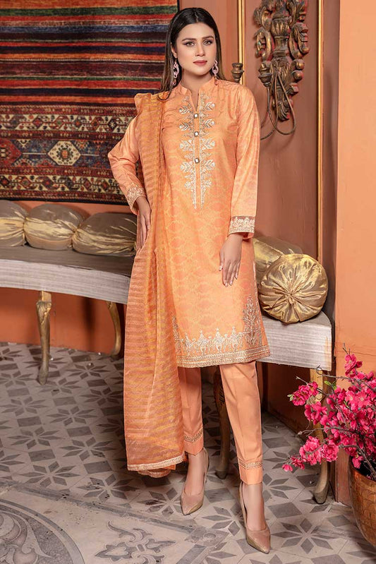 Picture of Ellena - Embroidered Jacquard 3-PC Suit - Available at Raja Sahib