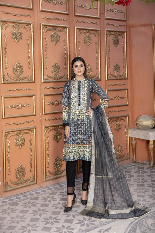 Picture of Ellena - Embroidered Jacquard 3-PC Suit - Available at Raja Sahib