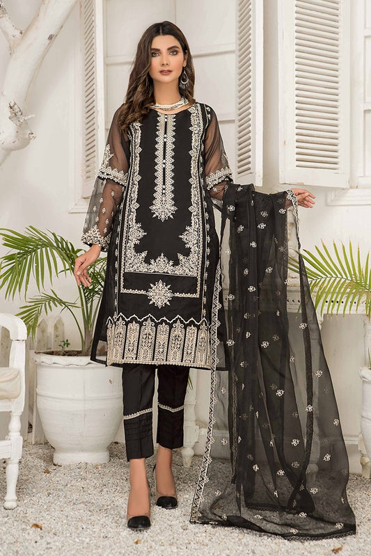 Picture of Ellena - Fancy Embroidered Organza 3-PC Suit - EV361 - Available at Raja Sahib