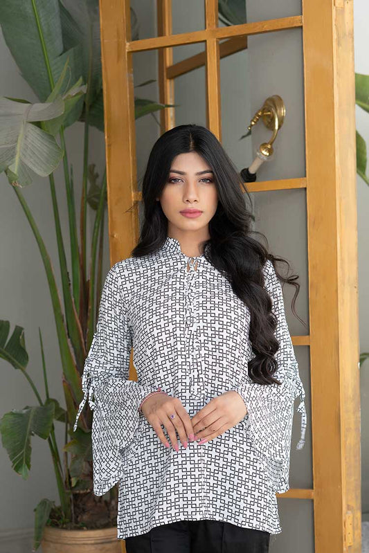 Picture of Ellena - Printed Goergette Top - Available at Raja Sahib