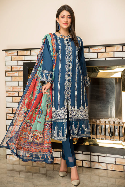 Picture of Ellena - 3-PC Stitched Cambric Cotton Suit - Available at Raja Sahib