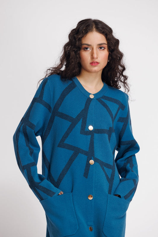 Picture of Ellena - Round Neck Cardigan Sweater - Available at Raja Sahib