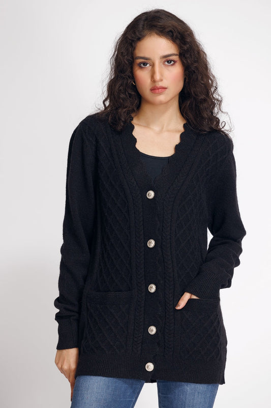 Picture of Ellena - V-Neck Cardigan Sweater - Available at Raja Sahib