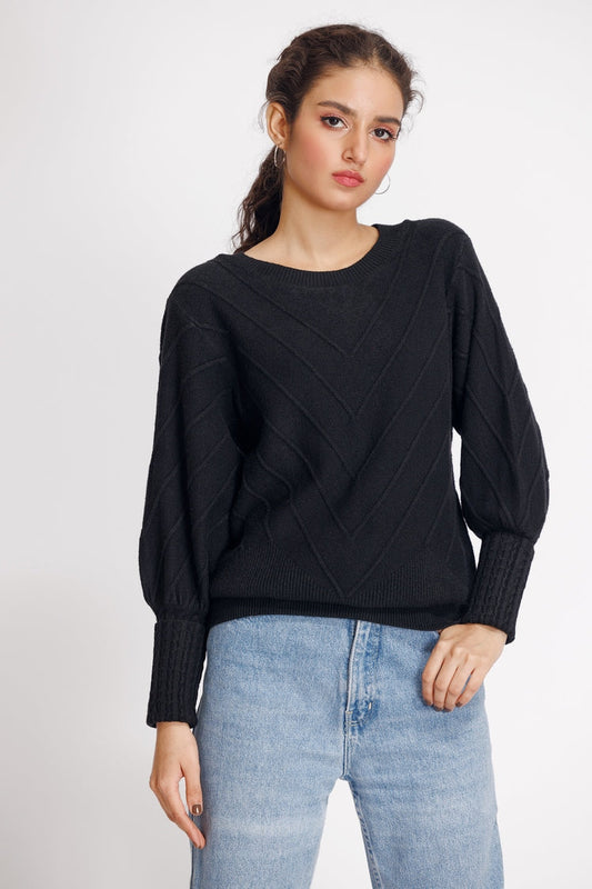 Picture of Ellena - Round Neck Pullover Sweater - Available at Raja Sahib