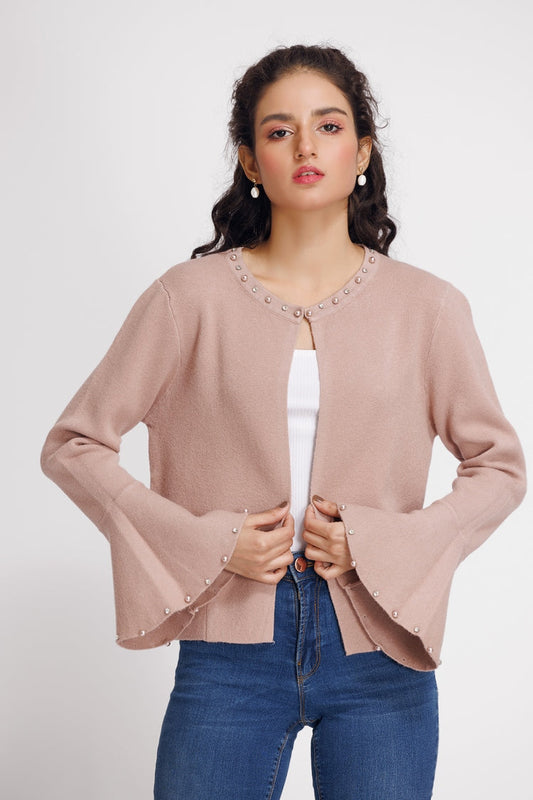 Picture of Ellena - Round Neck Cardigan Sweater - Available at Raja Sahib