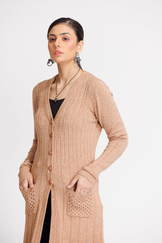 Picture of Ellena - V-Neck Cardigan Sweater - Available at Raja Sahib