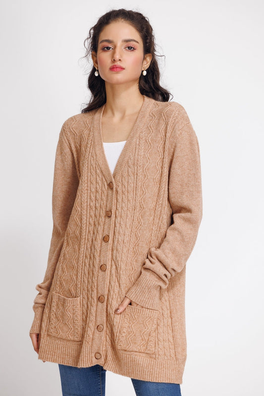 Picture of Ellena - V-Neck Cardigan Sweater - Available at Raja Sahib