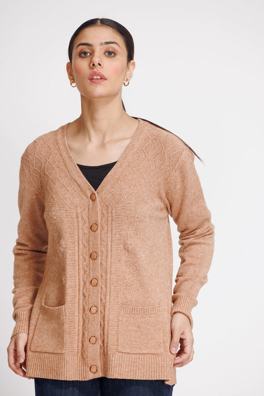 Picture of Ellena - V-Neck Cardigan Sweater - Available at Raja Sahib