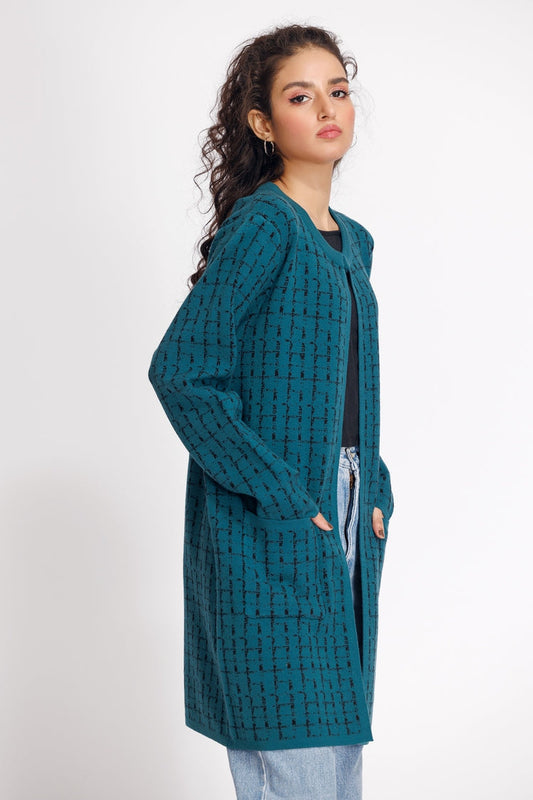 Picture of Ellena - Round Neck Cardigan Sweater - Available at Raja Sahib