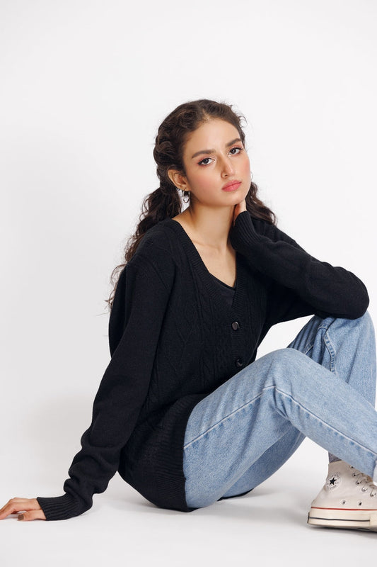 Picture of Ellena - V-Neck Cardigan Sweater - Available at Raja Sahib