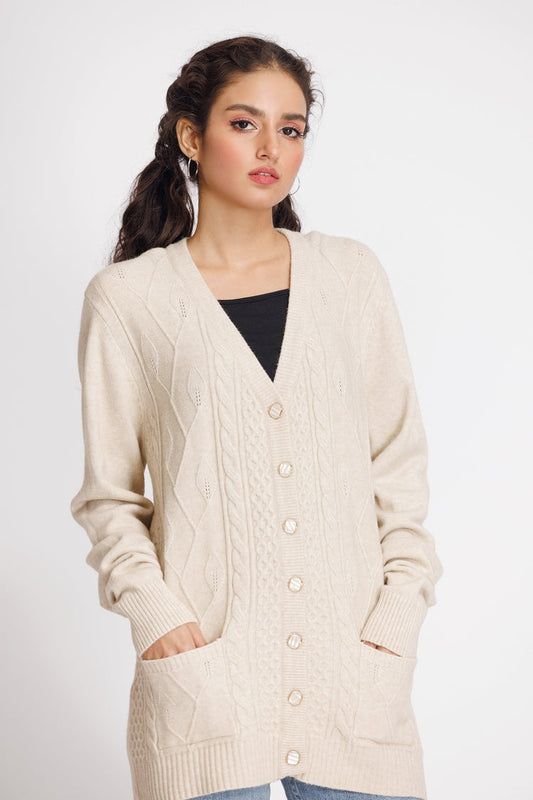 Picture of Ellena - V-Neck Cardigan Sweater - Available at Raja Sahib