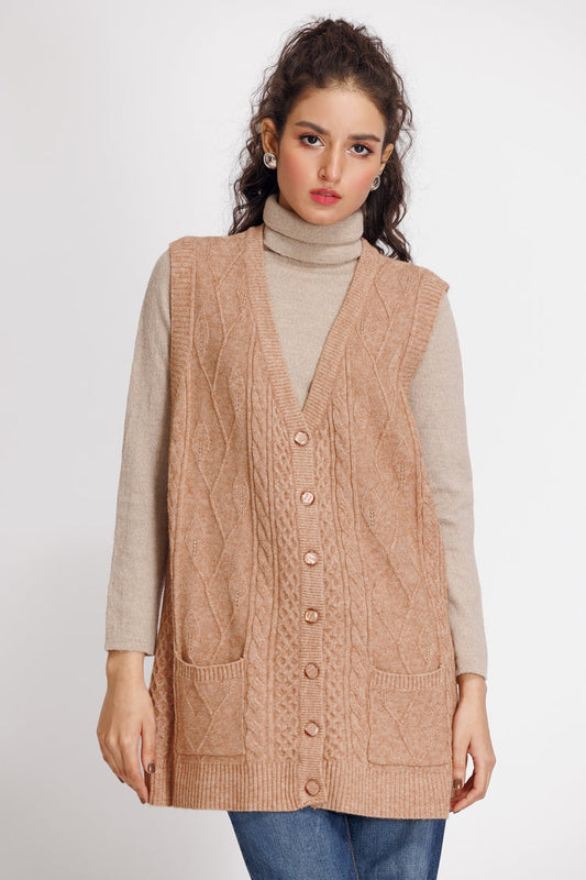 Picture of Ellena - V-Neck Cardigan Sweater - Available at Raja Sahib