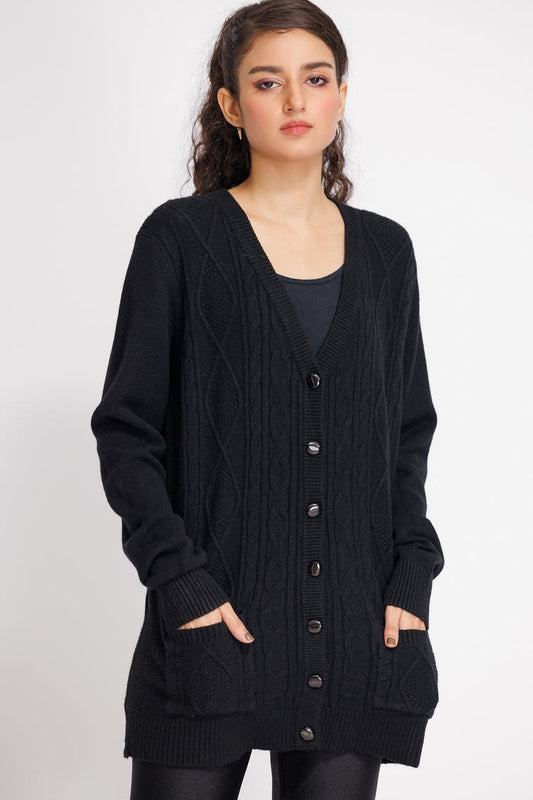 Picture of Ellena - V-Neck Cardigan Sweater - Available at Raja Sahib