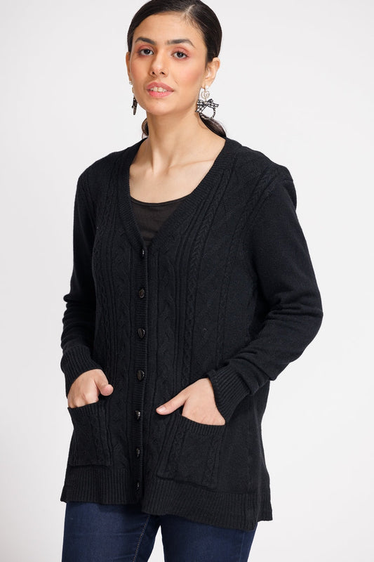 Picture of Ellena - V-Neck Cardigan Sweater - Available at Raja Sahib