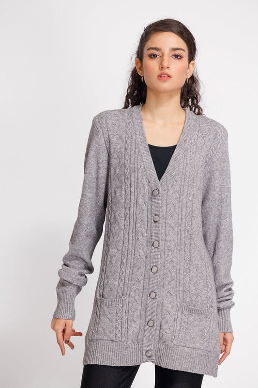 Picture of Ellena - V-Neck Cardigan Sweater - Available at Raja Sahib