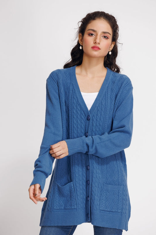 Picture of Ellena - V-Neck Cardigan Sweater - Available at Raja Sahib