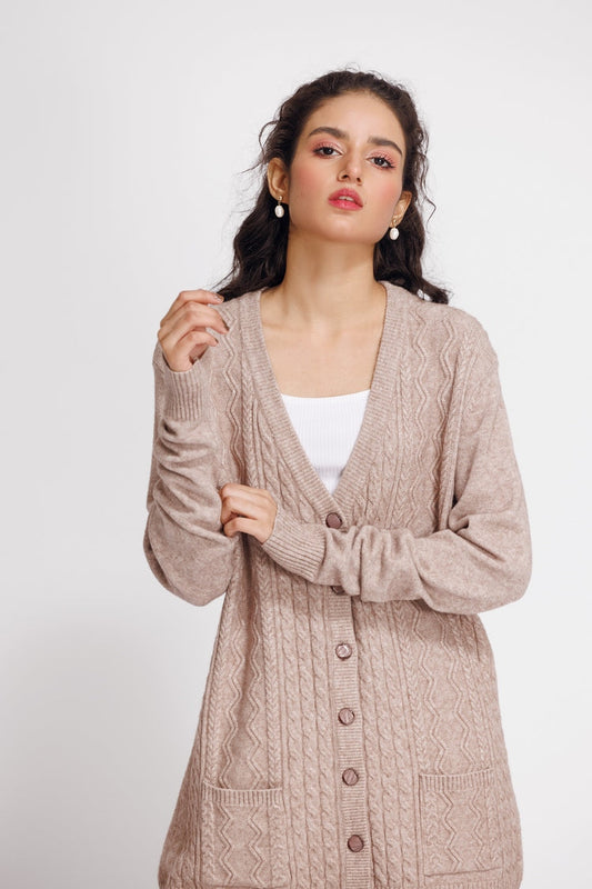 Picture of Ellena - V-Neck Cardigan Sweater - Available at Raja Sahib