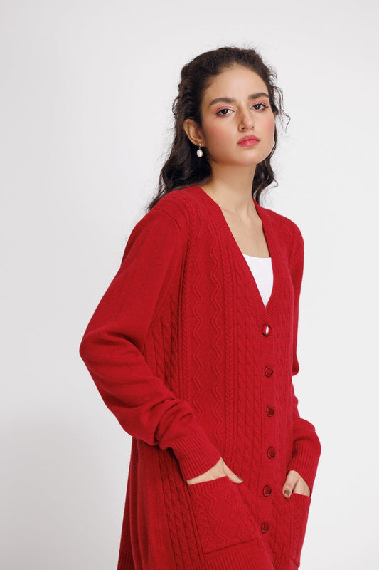 Picture of Ellena - V-Neck Cardigan Sweater - Available at Raja Sahib