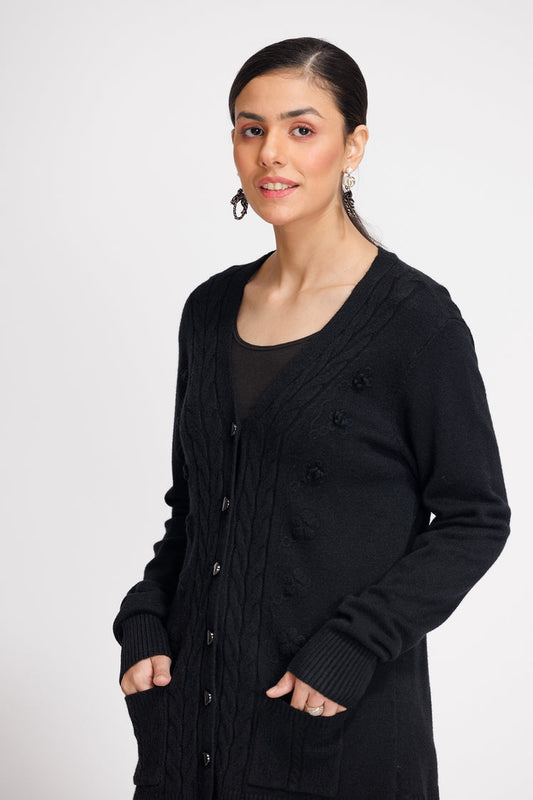 Picture of Ellena - V-Neck Cardigan Sweater - Available at Raja Sahib