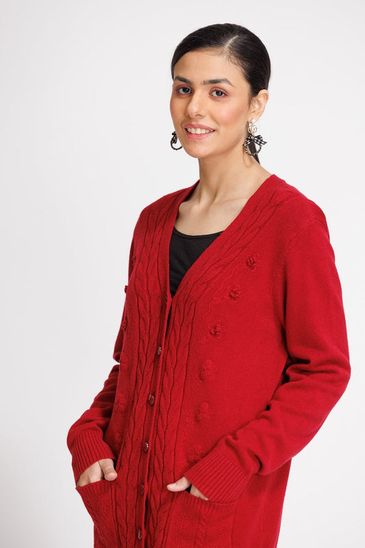 Picture of Ellena - V-Neck Cardigan Sweater - Available at Raja Sahib